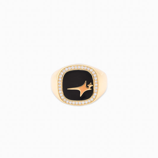 Iced Raw ring Dorée - Motif Noir