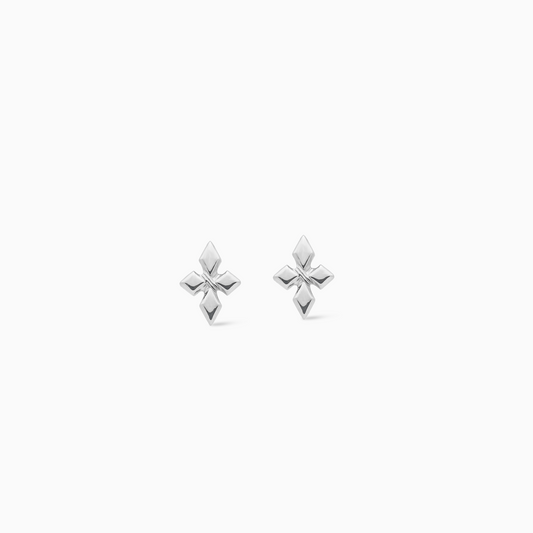 Crossed Star Studs - Argenté