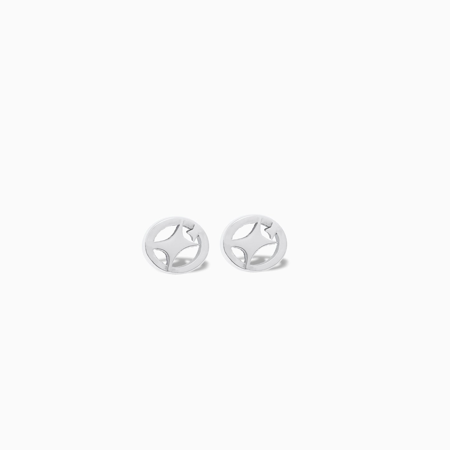 Round signature silver earrings