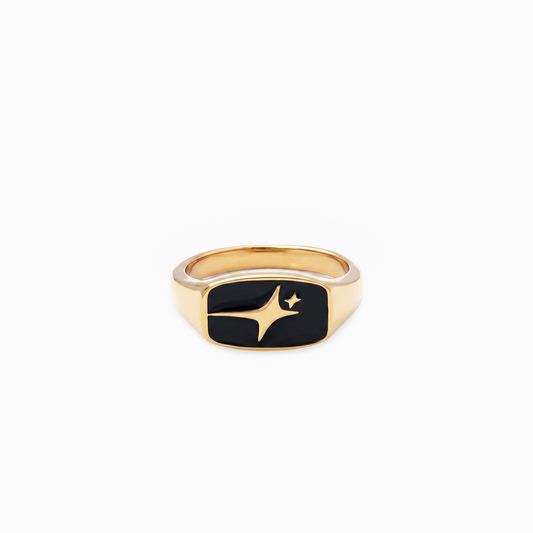 Signature Rectangle signet ring dorée