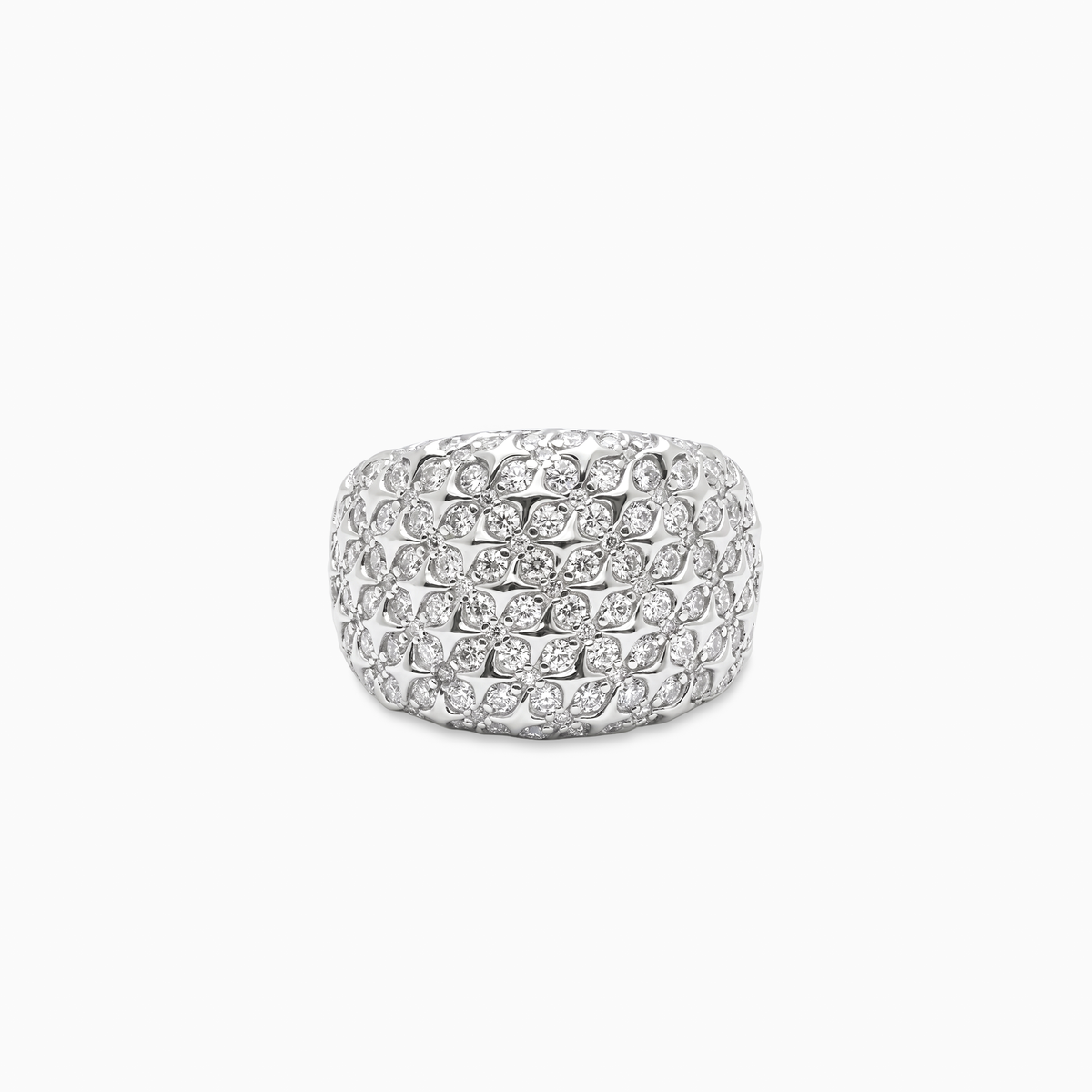 Iced Starfield Round signet ring - Argent 925 / Moissanite VVS