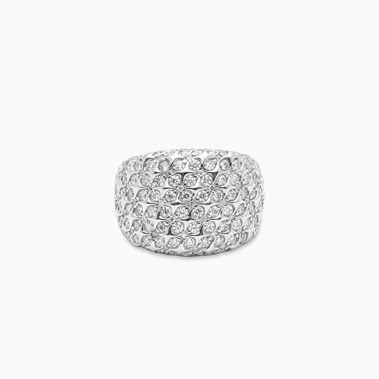Iced Starfield Round signet ring - Argent 925 / Moissanite VVS