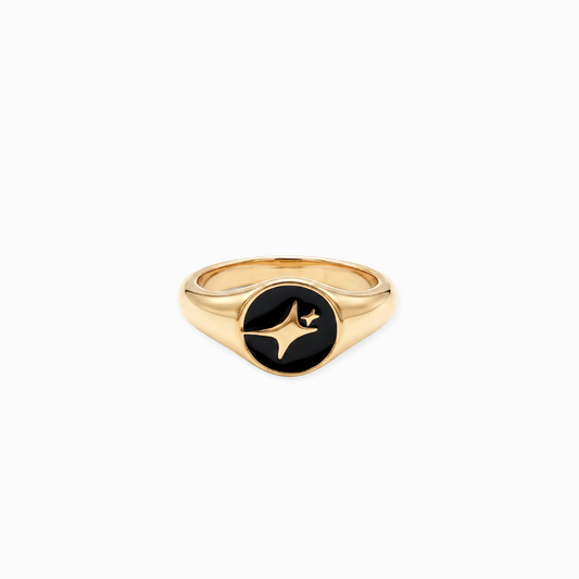Signature Round signet ring gold