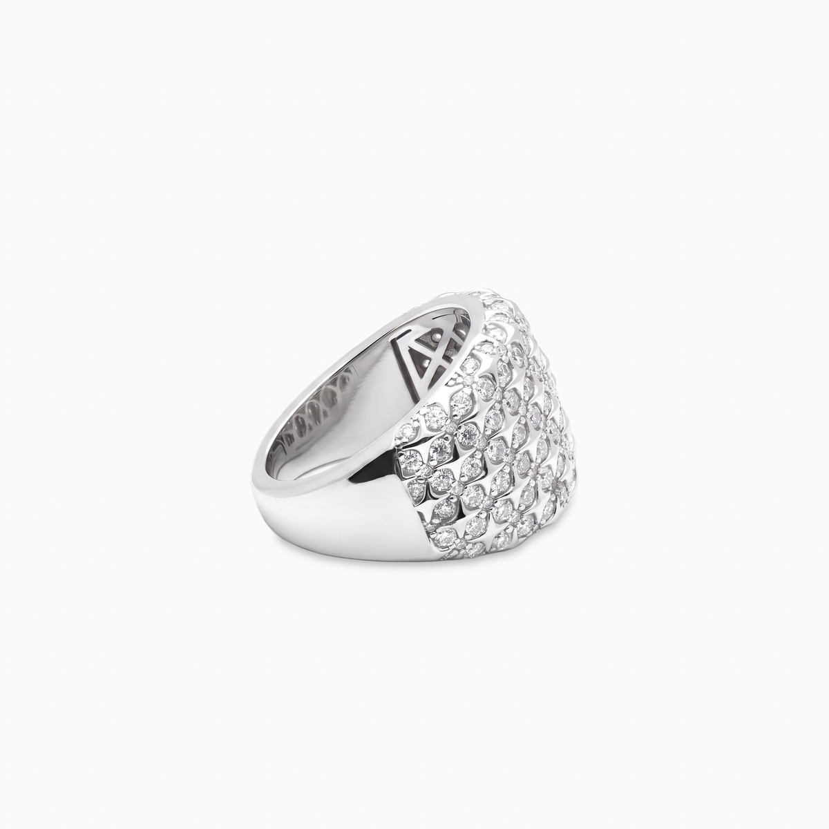 Iced Starfield Round signet ring - Argent 925 / Moissanite VVS