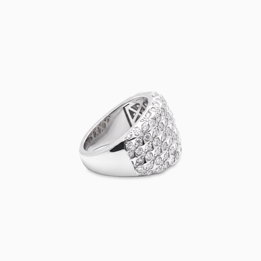 Iced Starfield Round signet ring - Argent 925 / Moissanite VVS