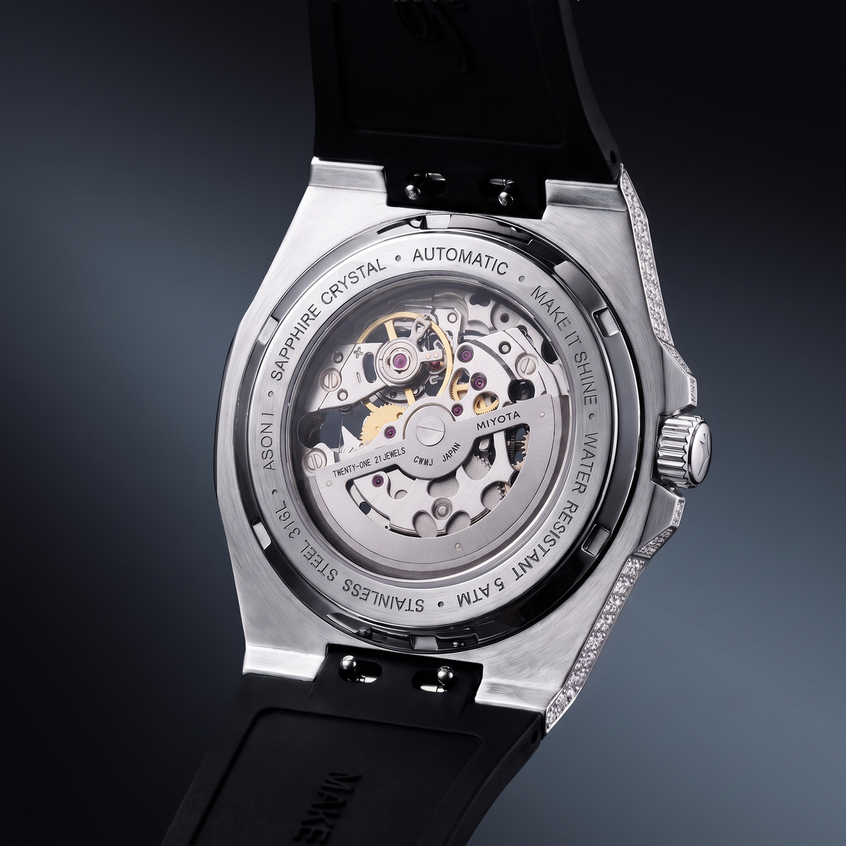 Iced ASON1 - Cadran Bleu & Bracelet Rubber - Moissanite VVS