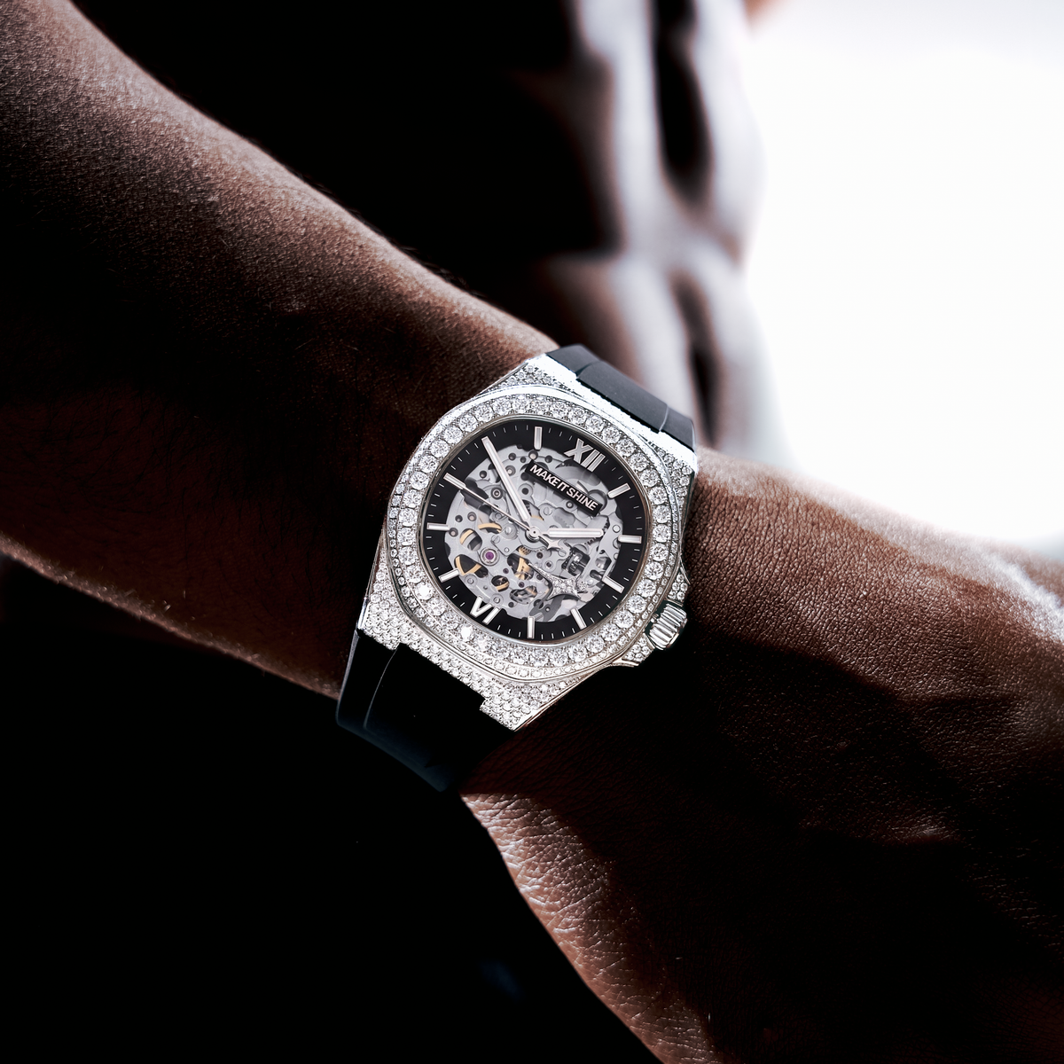 Iced ASON1 - Cadran Skeleton & Bracelet Rubber - Moissanite VVS