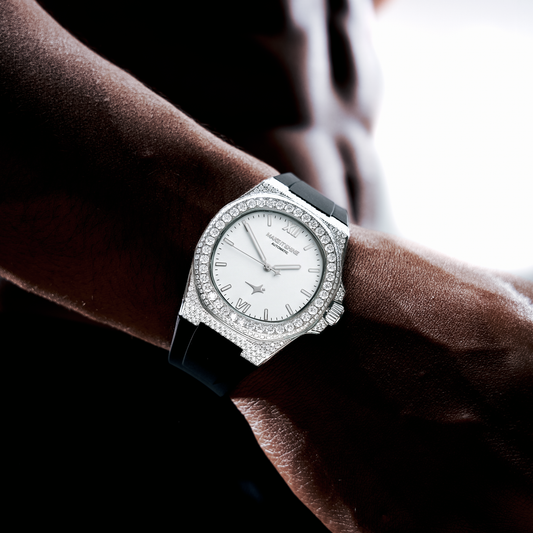 Iced ASON1 - Cadran Blanc & Bracelet Rubber - Moissanite VVS