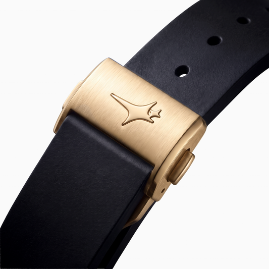ASON1 Doré - Cadran Blanc & Bracelet Rubber
