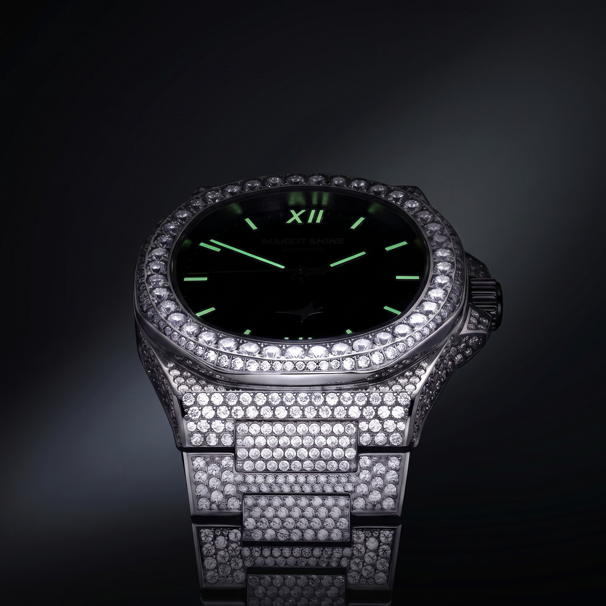 Iced ASON1 - Green Dial & 316L Stainless Steel Bracelet - VVS Moissanite