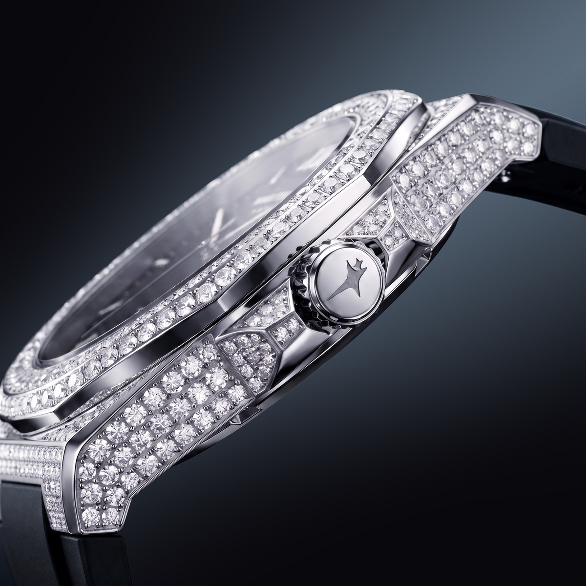 Iced ASON1 - Cadran Bleu & Bracelet Rubber - Moissanite VVS