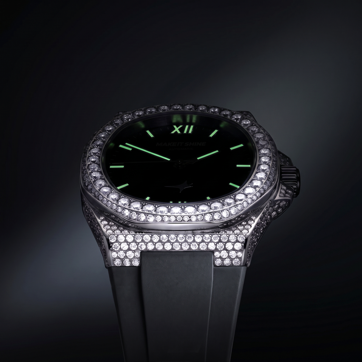 Iced ASON1 - Cadran Bleu & Bracelet Rubber - Moissanite VVS