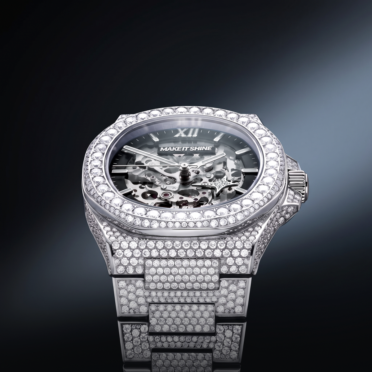 Iced ASON1 - Skeleton Dial & 316L Stainless Steel Bracelet - VVS Moissanite
