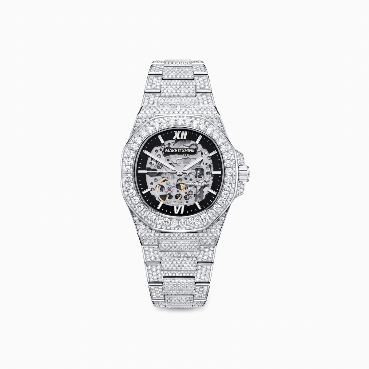 Iced ASON1 - Skeleton Dial & 316L Stainless Steel Bracelet - VVS Moissanite