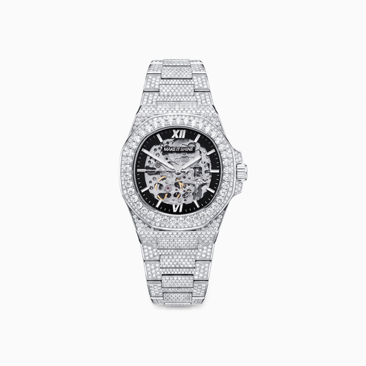Iced ASON1 - Cadran Skeleton & Bracelet Acier inoxydable 316L - Moissanite VVS