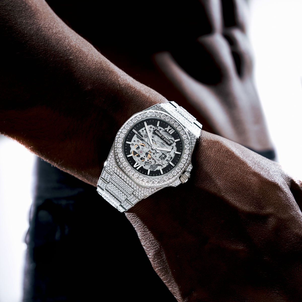 Iced ASON1 - Skeleton Dial & 316L Stainless Steel Bracelet - VVS Moissanite