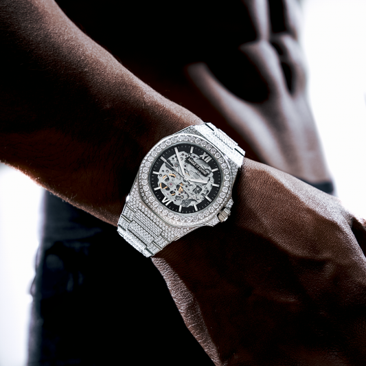 Iced ASON1 - Cadran Skeleton & Bracelet Acier inoxydable 316L - Moissanite VVS
