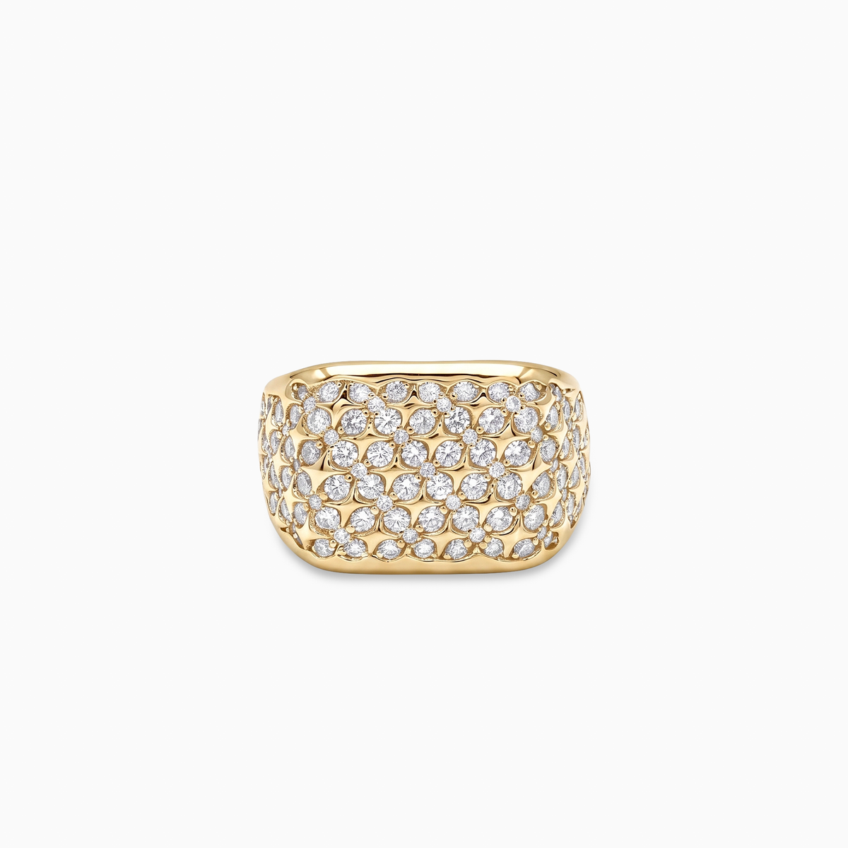 Iced Starfield Square signet ring - Argent 925 / Dorure Or jaune & Moissanite VVS