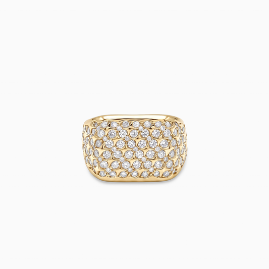 Iced Starfield Square signet ring - Argent 925 / Dorure Or jaune & Moissanite VVS
