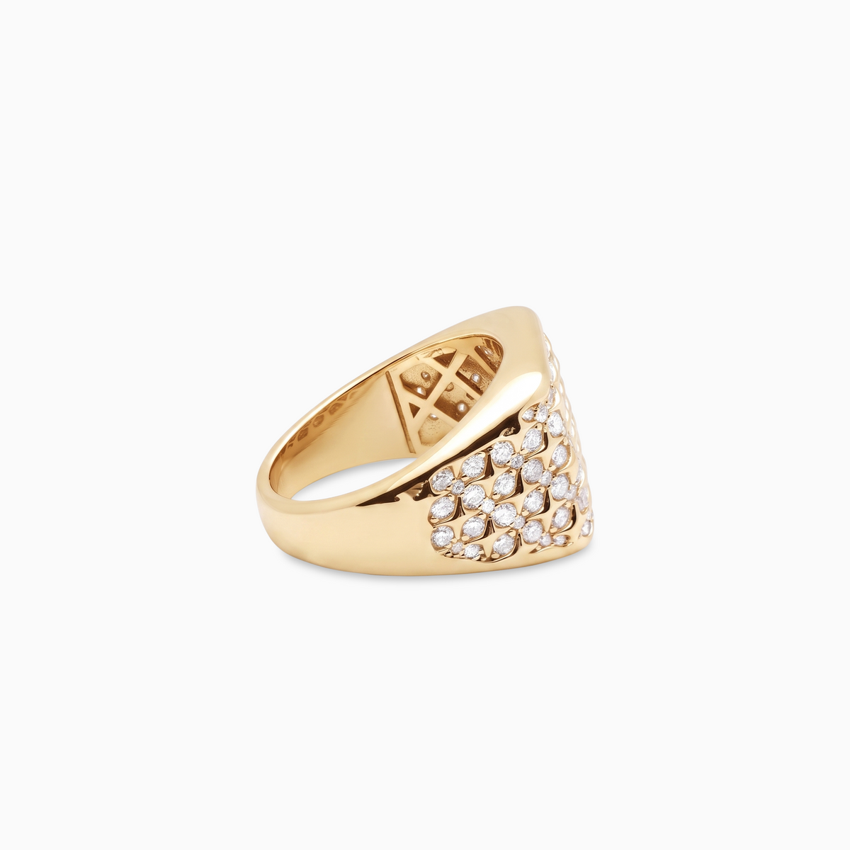 Iced Starfield Square signet ring - Argent 925 / Dorure Or jaune & Moissanite VVS