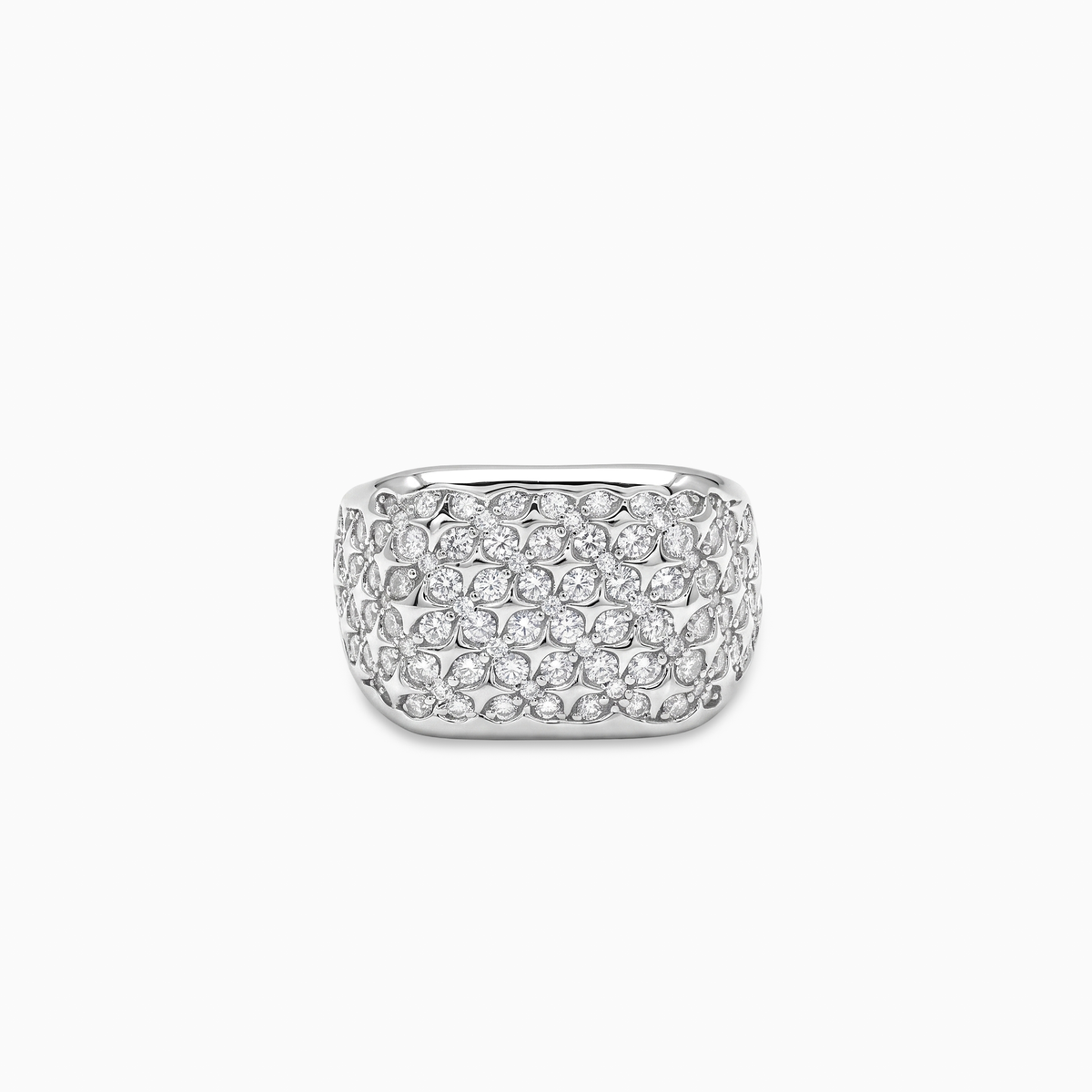 Iced Starfield Square signet ring - Argent 925 / Moissanite VVS