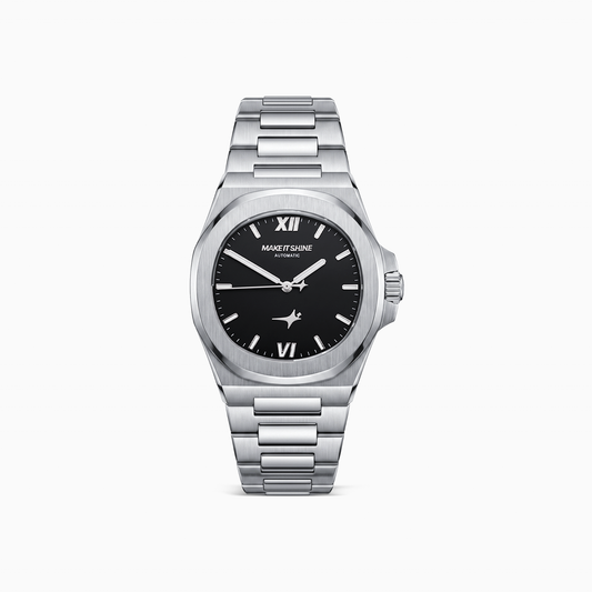 ASON1 - Cadran Noir & Bracelet Acier inoxydable 316L