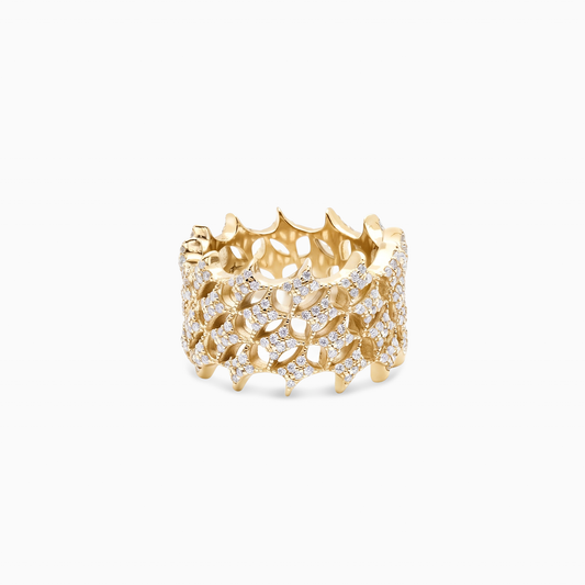 Iced Starfield band - Argent 925 / Dorure Or jaune & Moissanite VVS