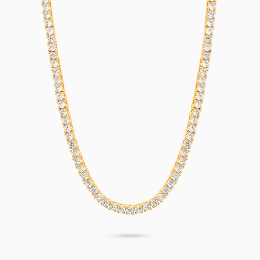 Chaîne Tennis 3 mm - Argent 925 / Dorure Or jaune & Moissanite VVS