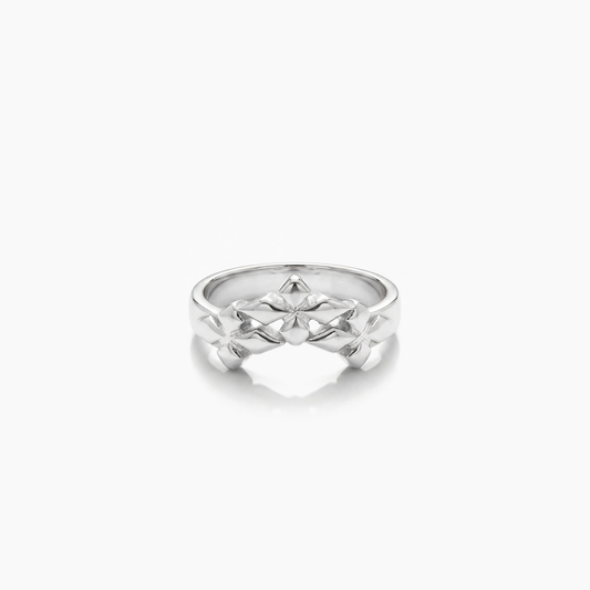 Triple crossed star ring- Argenté