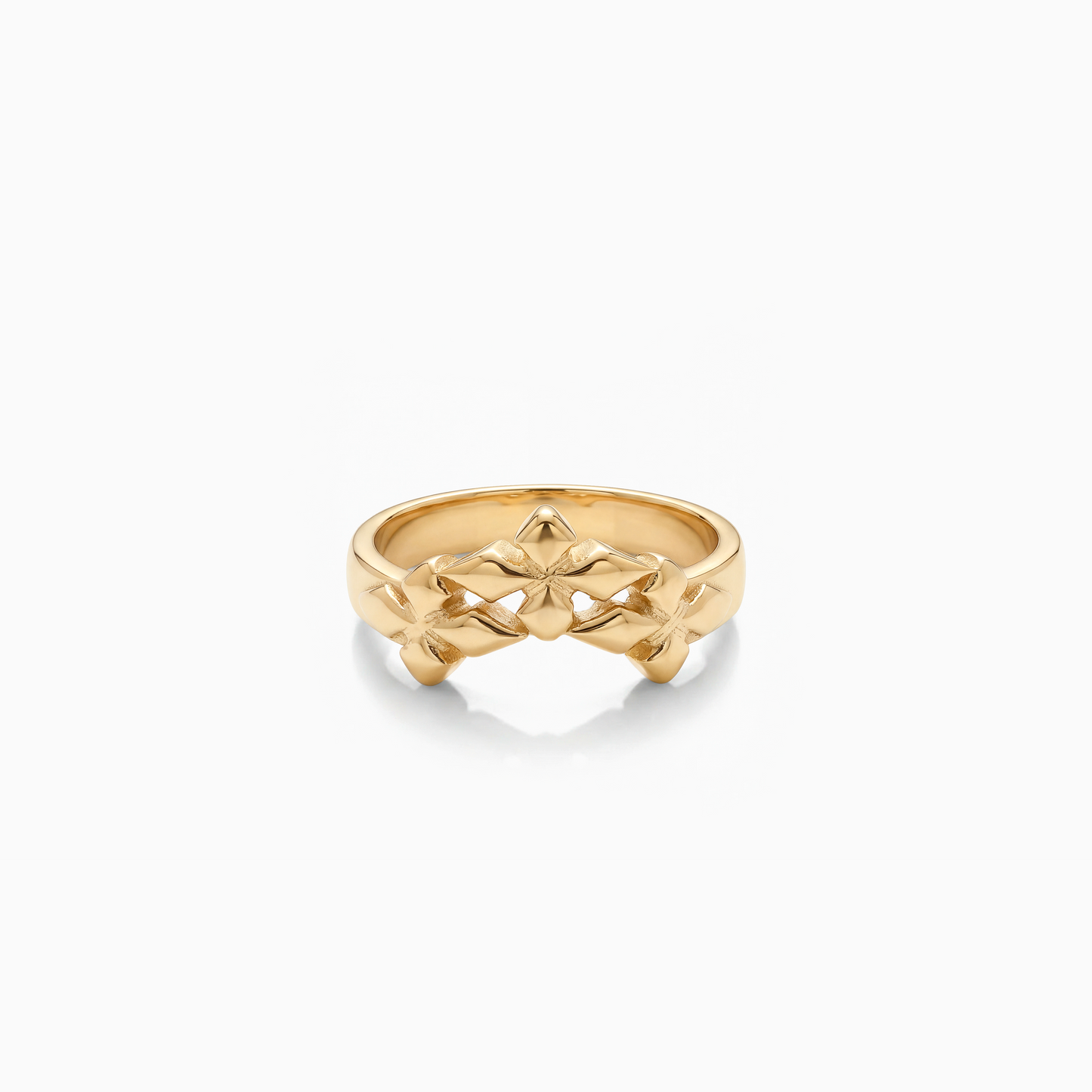 Triple crossed star ring - Doré