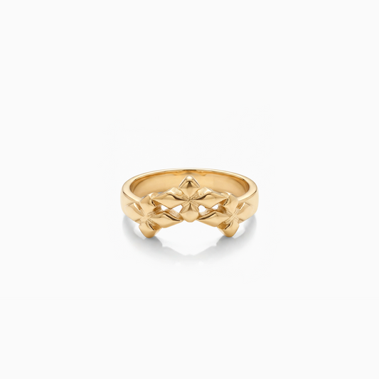 Triple crossed star ring - Gold