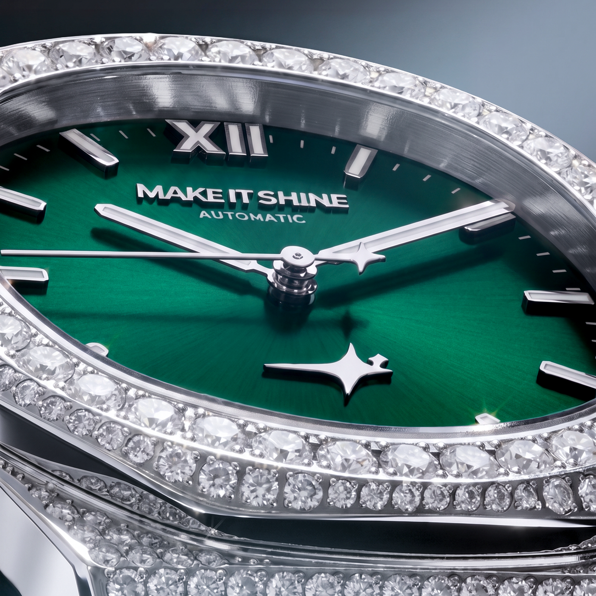 Iced ASON1 - Green Dial & 316L Stainless Steel Bracelet - VVS Moissanite