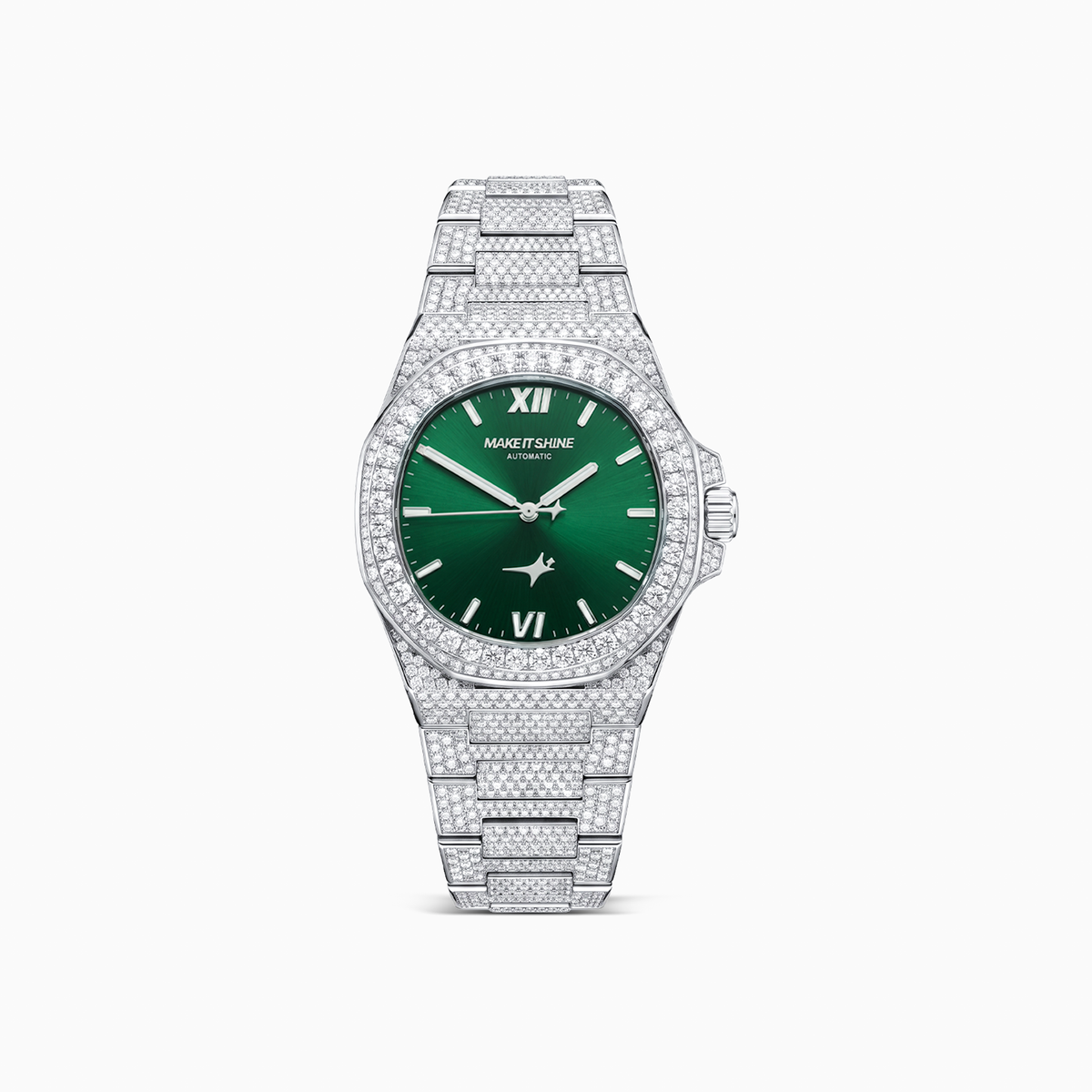 Iced ASON1 - Green Dial & 316L Stainless Steel Bracelet - VVS Moissanite