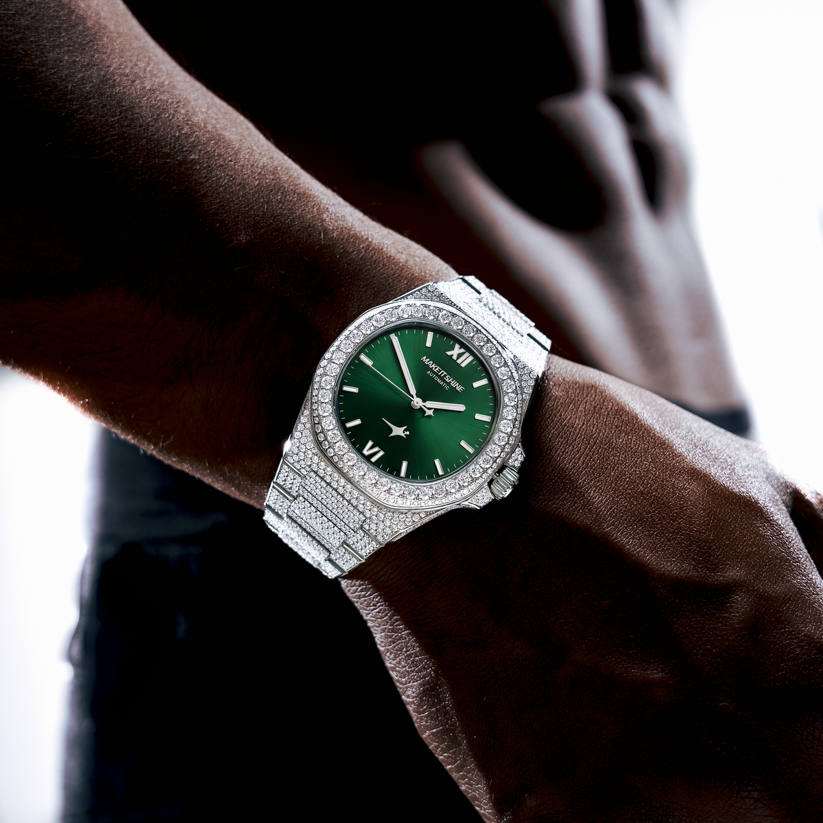 Iced ASON1 - Green Dial & 316L Stainless Steel Bracelet - VVS Moissanite