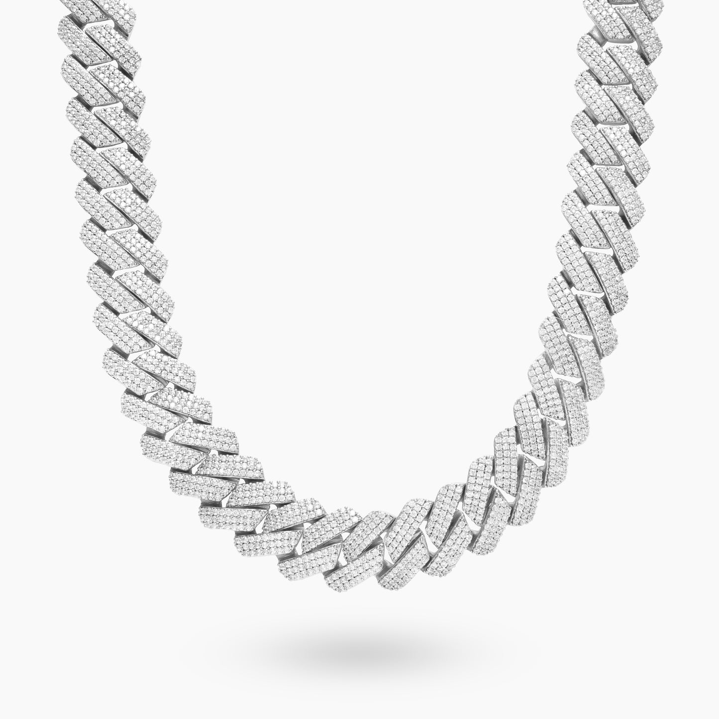 Prong link chain 19 mm silver